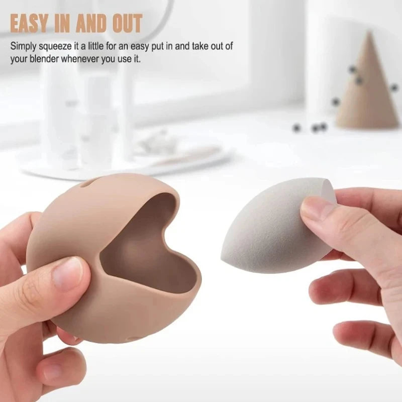 Silicone Makeup Sponge Holder – Breathable Travel Case for Beauty Blenders & Cosmetic Puffs