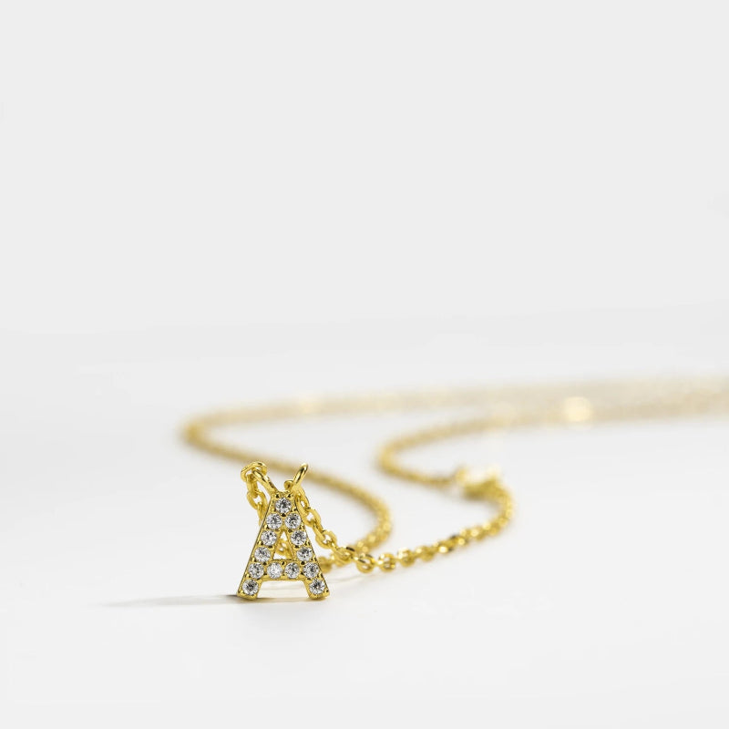 Sterling Silver Gold Letters Pendant Monogram Necklace