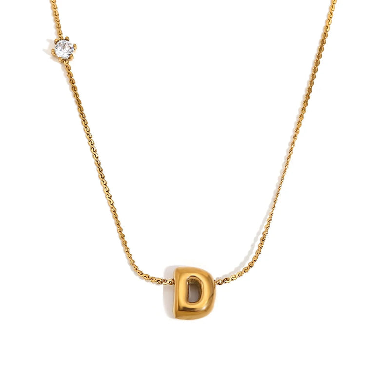 Mini Bubble Up initial With Zircon Necklace