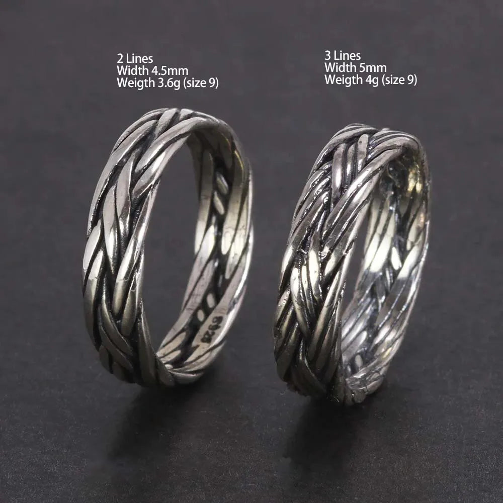 Viking Braided Silver Ring For Men And Women