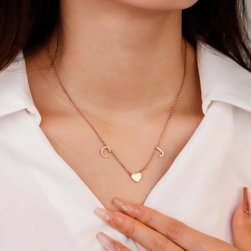 Personalized Heart Initial Necklace