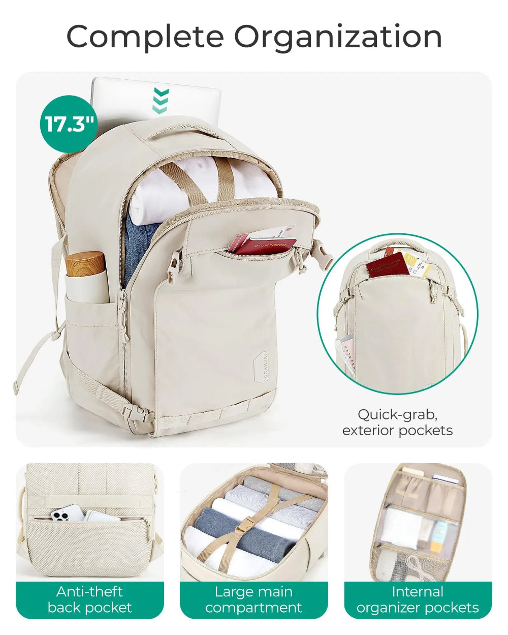 30L Travel Backpack For Men Women