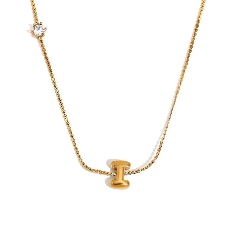 Mini Bubble Up initial With Zircon Necklace