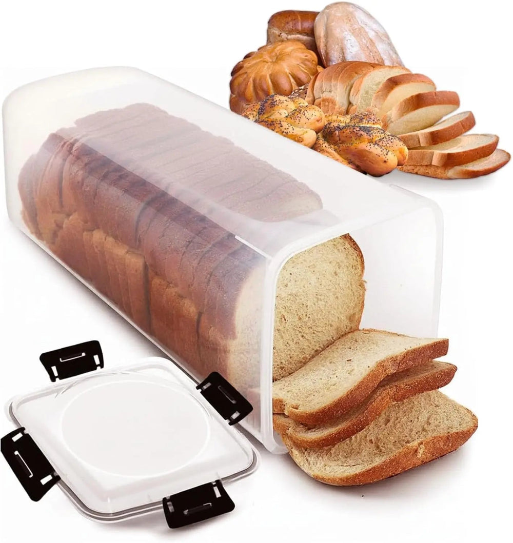 Airtight Bread Box with Clear Lid & Drawer Tray | Keeps Bread Fresh Longer