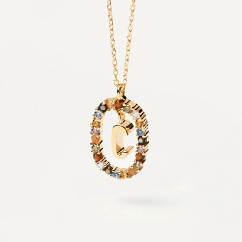 Coloured Zircon Letter Necklace