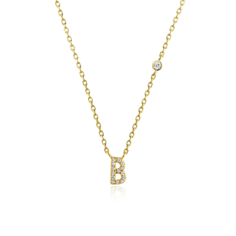 Sterling Silver Gold Letters Pendant Monogram Necklace