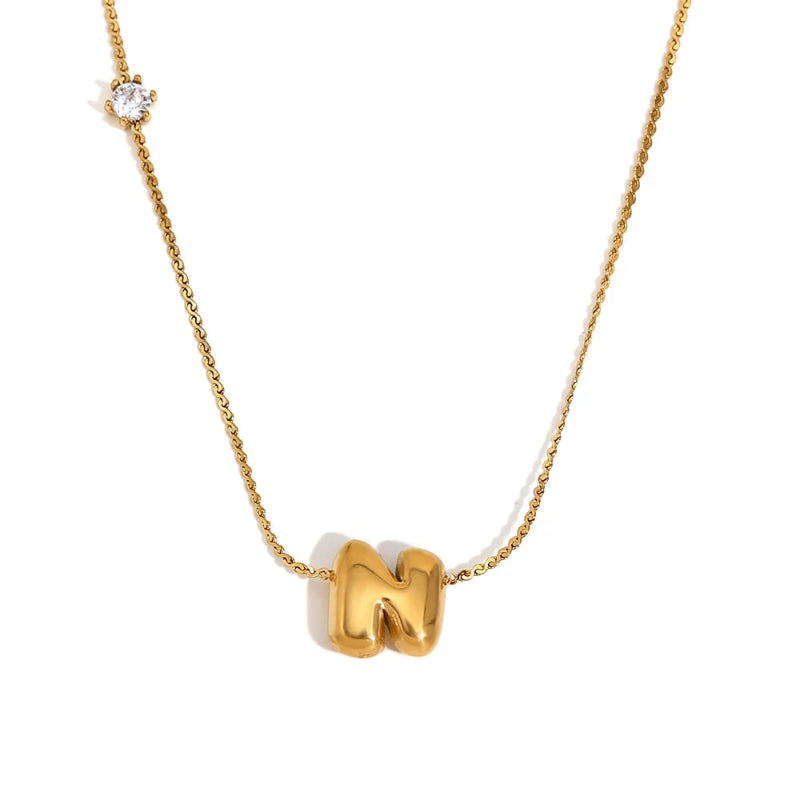 Mini Bubble Up initial With Zircon Necklace