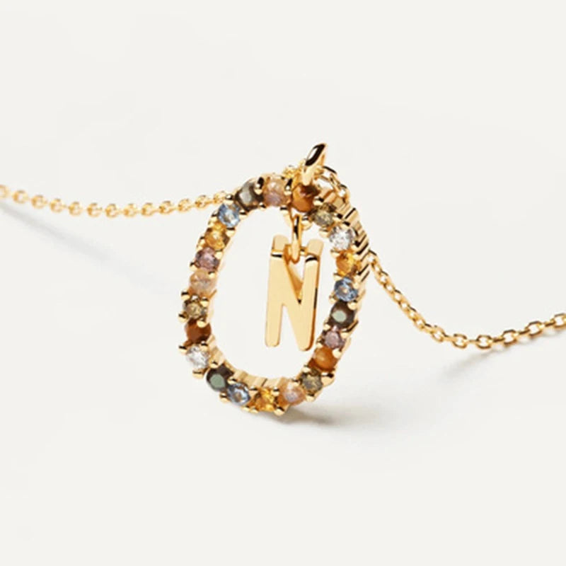 Coloured Zircon Letter Necklace