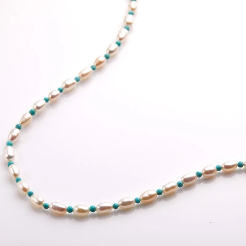 Turquoise Pearl Bead Necklace