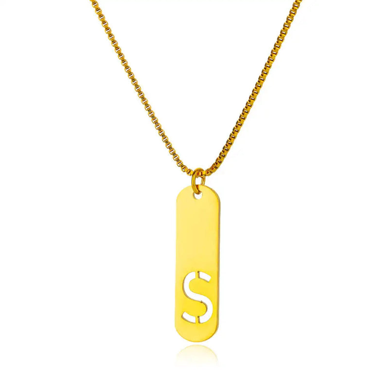 Hollow Initial Necklace