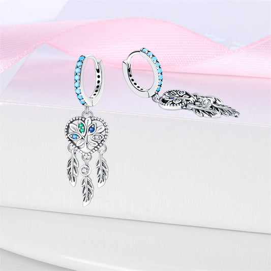 Beautiful Tree Of Life Feather Earrings