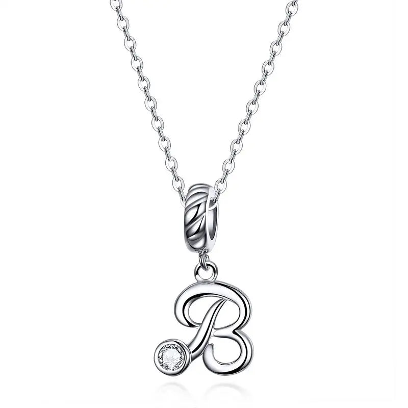 Vintage Initial Letter Charm Necklace