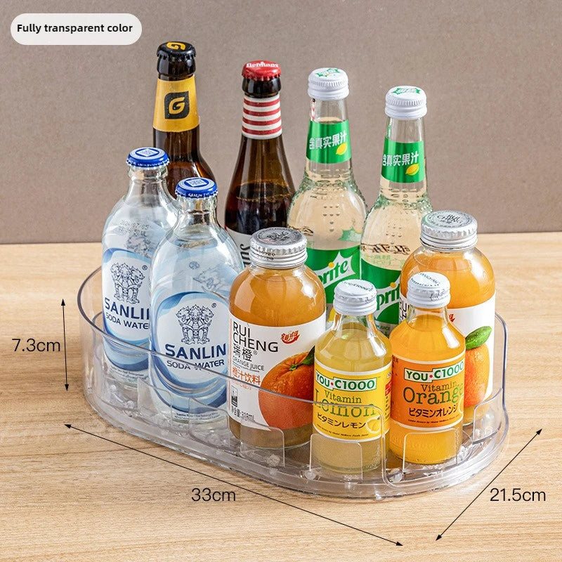 360° Rotating Drink & Beverage Organizer Tray — Fridge, Countertop & Pantry Storage Rack