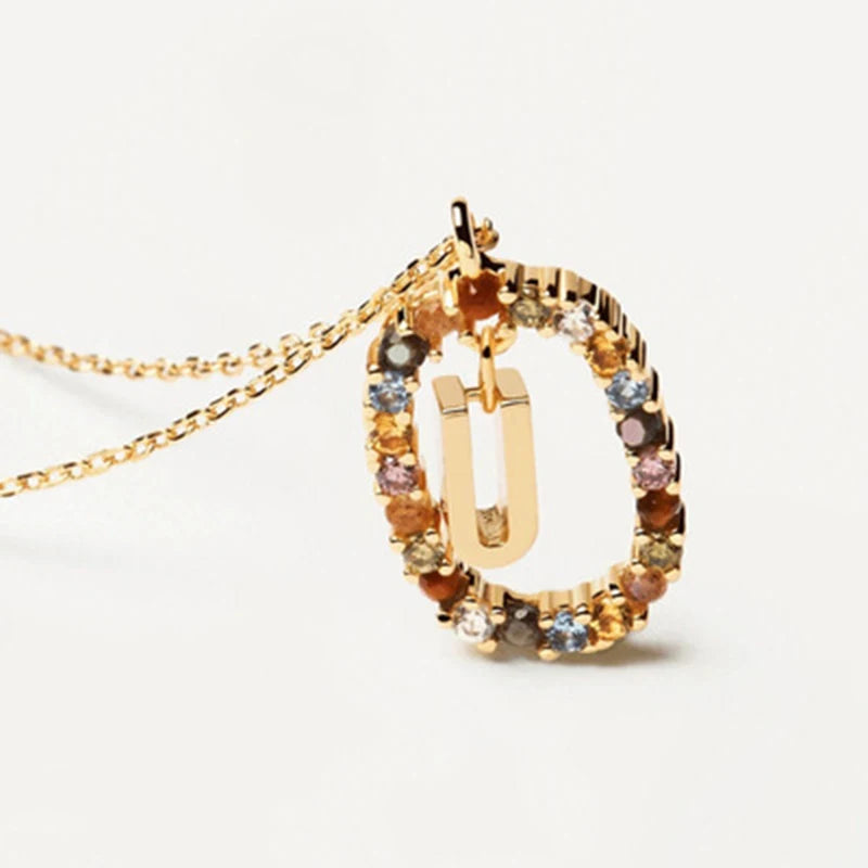Coloured Zircon Letter Necklace