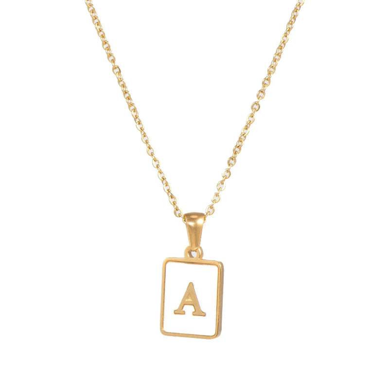 Minimalist Mother of Pearl Initial Necklace