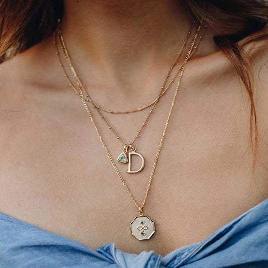 Birthstone Zircon Charm Initial Necklace