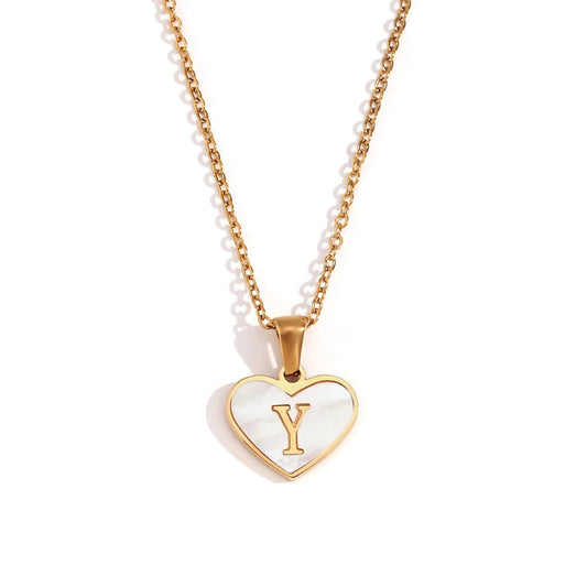 Heart Shell Initial Y Necklace