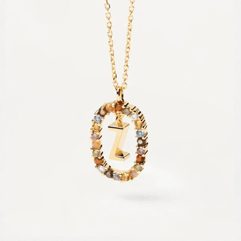 Coloured Zircon Letter Necklace