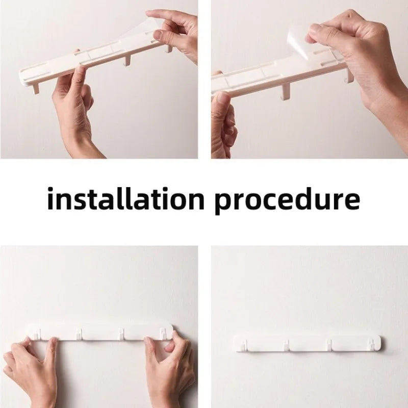Retractable Self-Adhesive Hook Strip with U-Shaped Hooks | No-Drill Wall Organizer