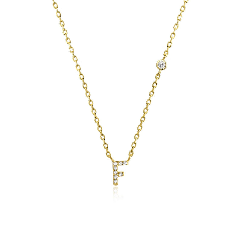 Sterling Silver Gold Letters Pendant Monogram Necklace