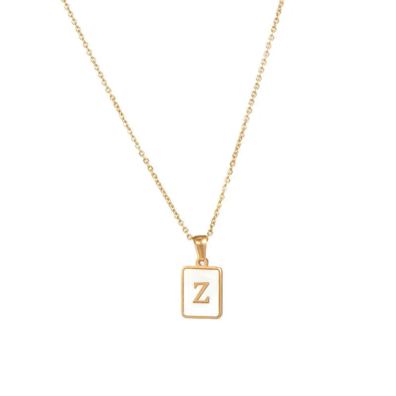 Minimalist Mother of Pearl Initial Necklace