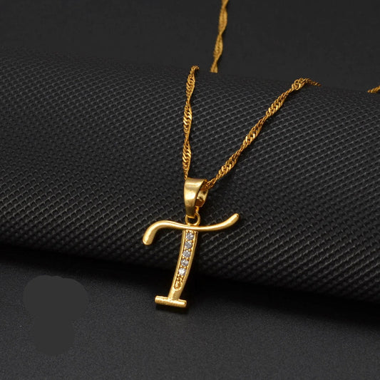 Cubic Zirconia Initial T Necklace