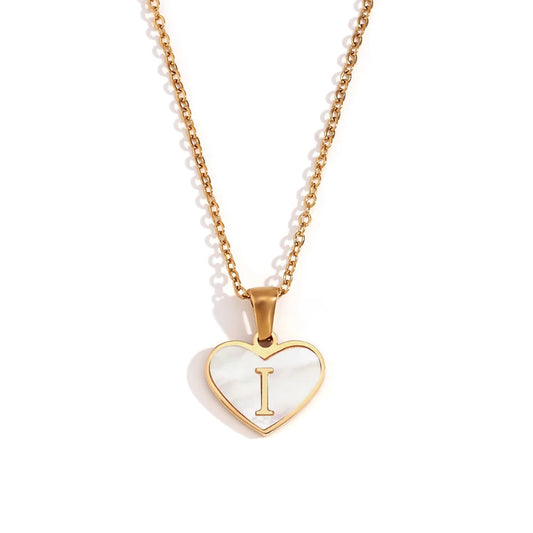 Heart Shell Initial I Necklace