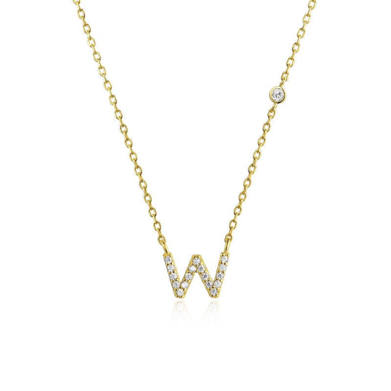 Sterling Silver Gold Letters Pendant Monogram Necklace