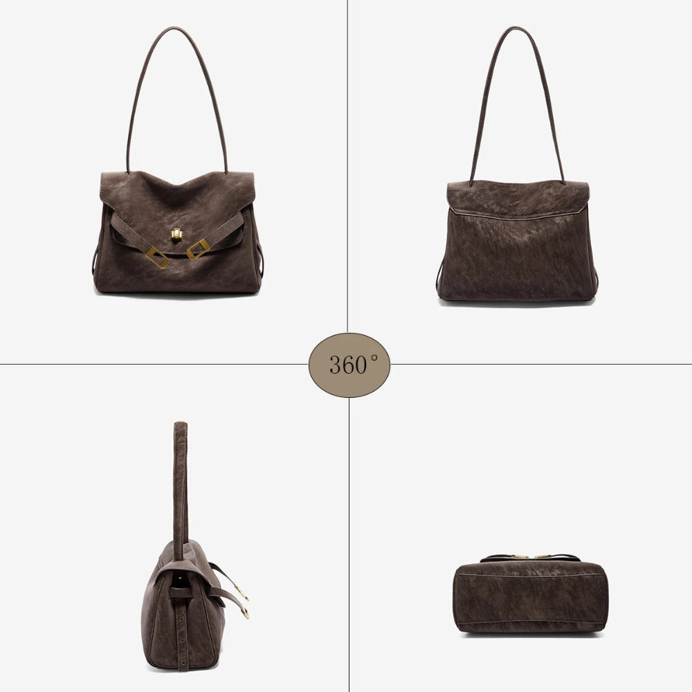 Leather Women Shoulder Bag Tote Bag Large Capacity Retro Handbag
