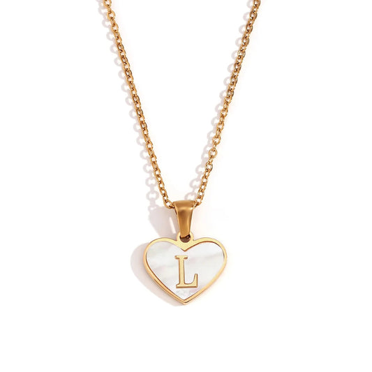 Heart Shell Initial L Necklace
