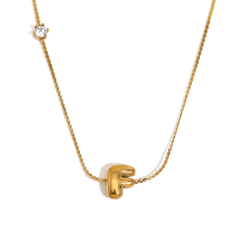 Mini Bubble Up initial With Zircon Necklace