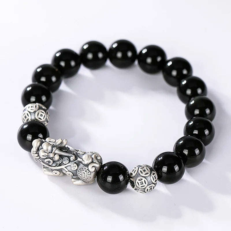 Black Obsidian Stone Bracelet For Men
