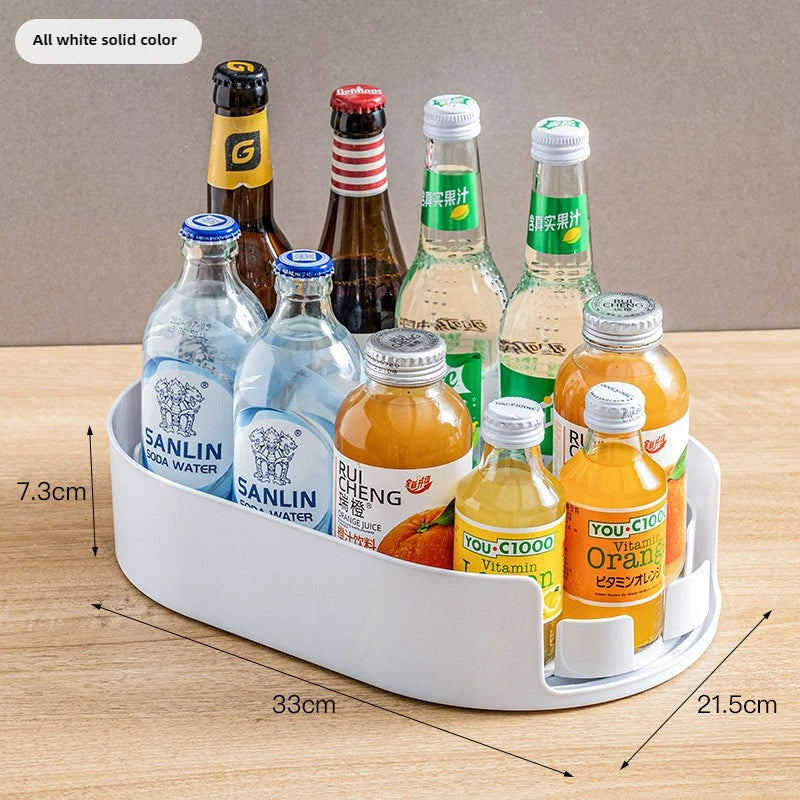360° Rotating Drink & Beverage Organizer Tray — Fridge, Countertop & Pantry Storage Rack