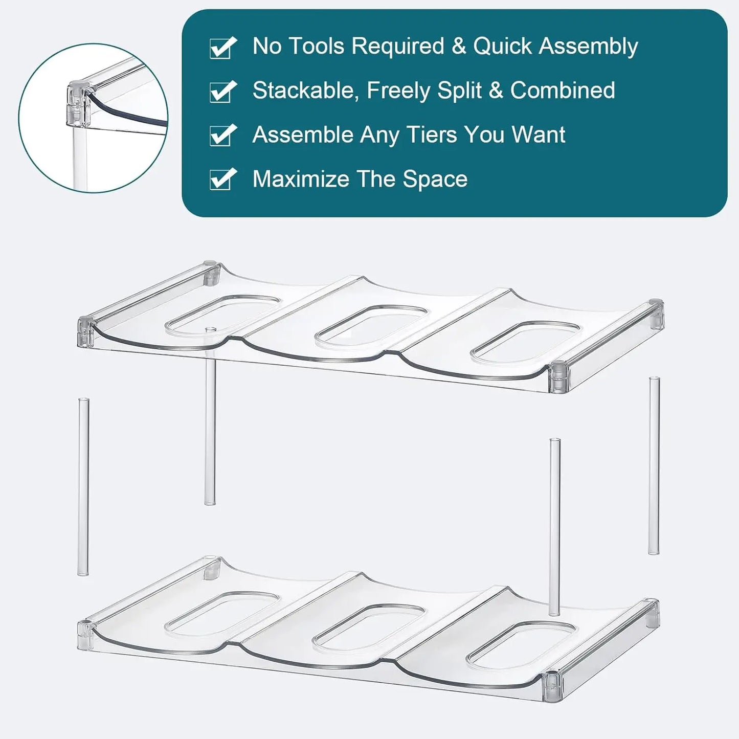 Stackable Water Bottle & Tumbler Organizer Rack — Clear, Modular, Holds Up to 40oz