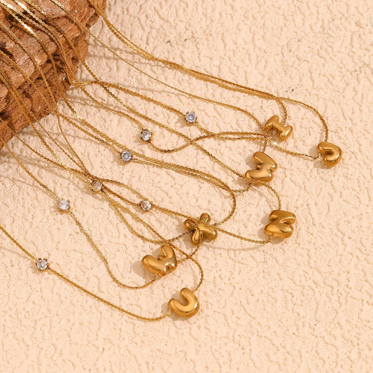 Mini Bubble Up initial With Zircon Necklace