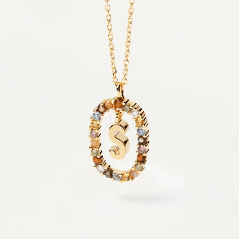 Coloured Zircon Letter Necklace
