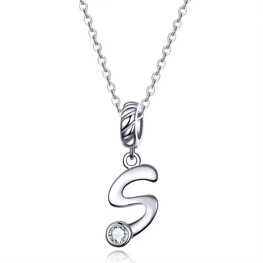 Vintage Initial Letter S Charm Necklace