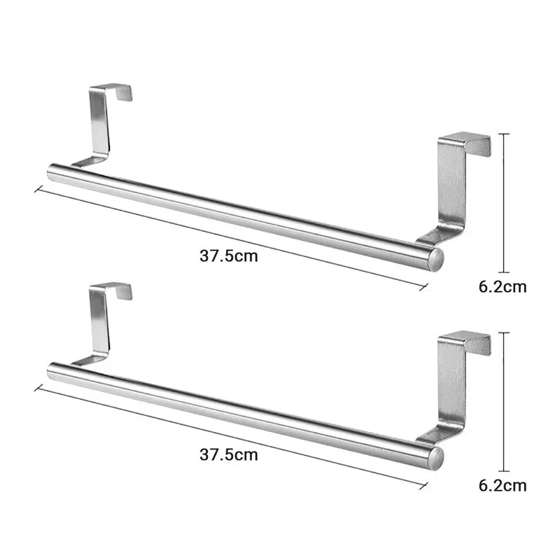 Over Cabinet Door Towel Bar – Stainless Steel Kitchen & Bathroom Hanger (1 or 2 pcs)