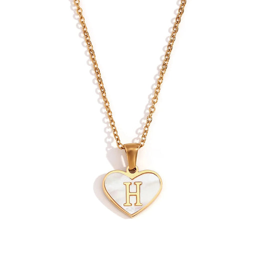 Heart Shell Initial H Necklace