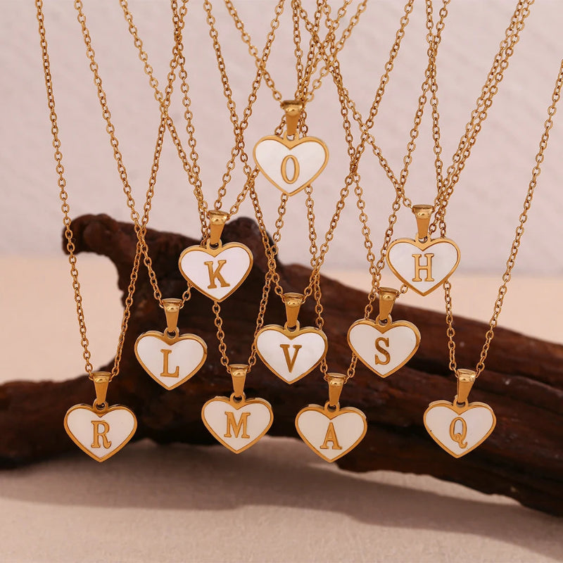 Heart Shell Initial Necklace