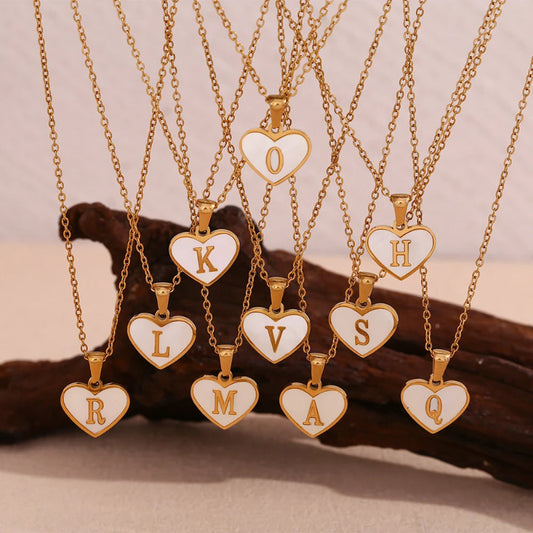 Heart Shell Initial Necklace