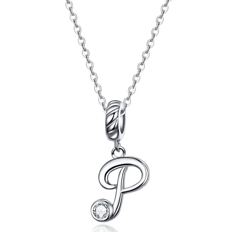 Vintage Initial Letter Charm Necklace