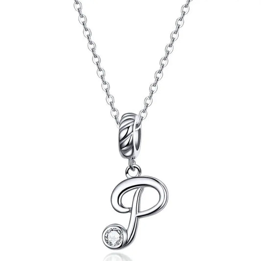 Vintage Initial Letter P Charm Necklace