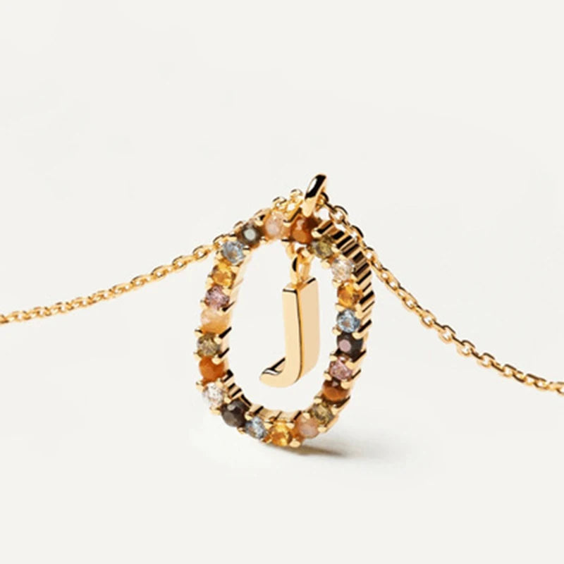 Coloured Zircon Letter Necklace