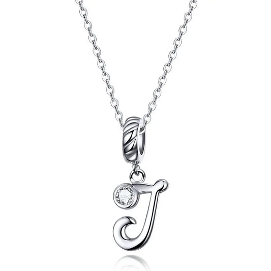 Vintage Initial Letter J Charm Necklace