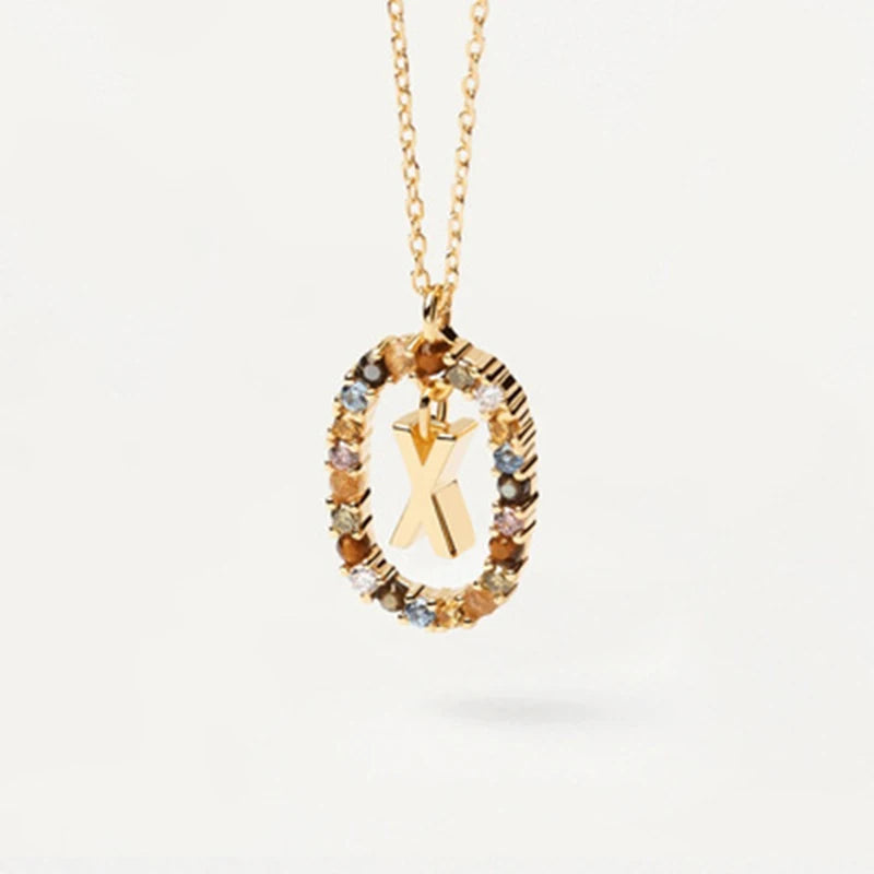 Coloured Zircon Letter Necklace