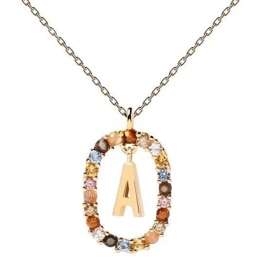 Coloured Zircon Letter Necklace