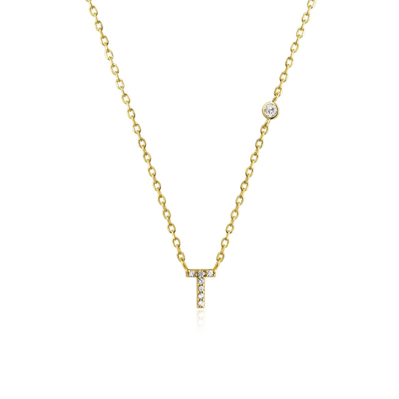 Sterling Silver Gold Letters Pendant Monogram Necklace