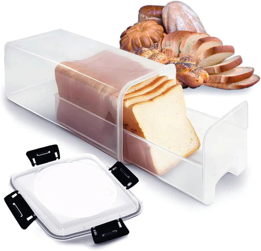 Airtight Bread Box with Clear Lid & Drawer Tray | Keeps Bread Fresh Longer