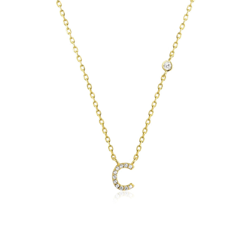 Sterling Silver Gold Letters Pendant Monogram Necklace